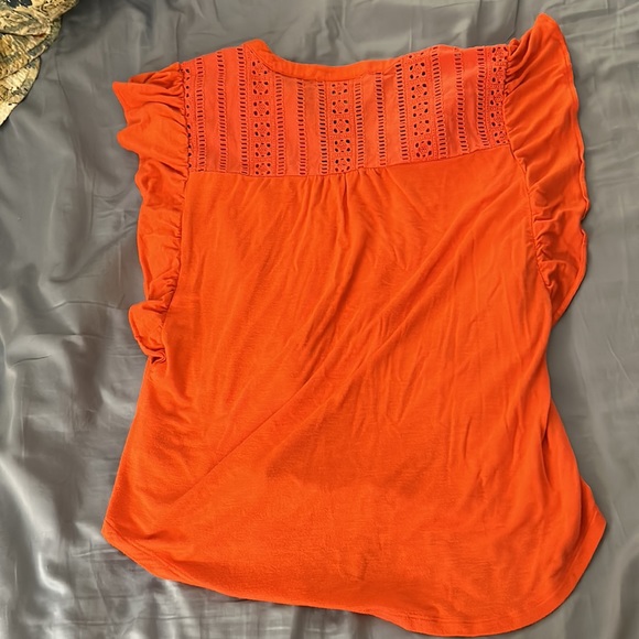 Anthropologie Maeve Kailana Flutter-Sleeve Top Coral Size Small - Picture 5 of 7